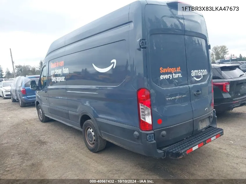 2020 Ford Transit-250 Cargo Van VIN: 1FTBR3X83LKA47673 Lot: 40567432