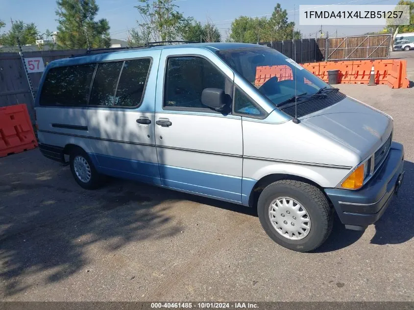 1990 Ford Aerostar VIN: 1FMDA41X4LZB51257 Lot: 40461485