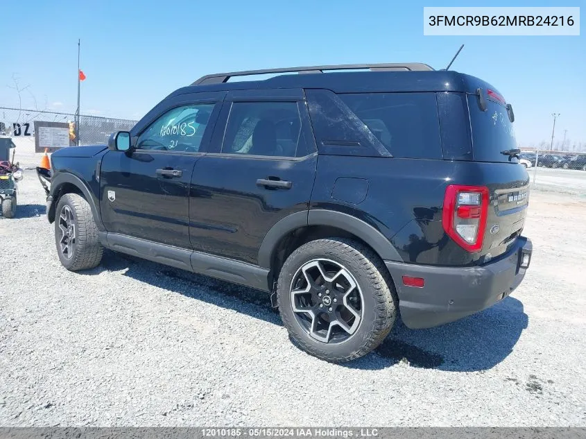 2021 Ford Bronco Sport Big Bend VIN: 3FMCR9B62MRB24216 Lot: 12010185