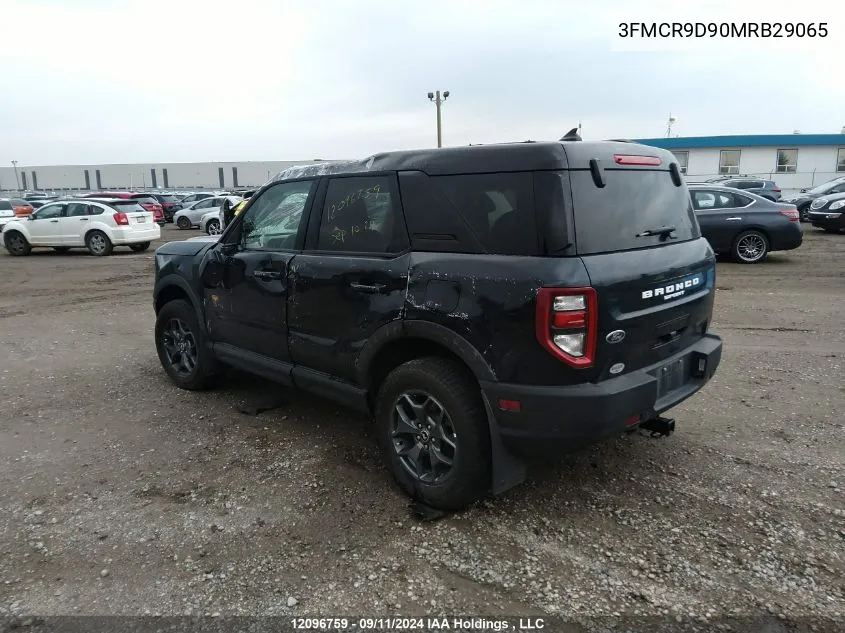 2021 Ford Bronco Sport Badlands VIN: 3FMCR9D90MRB29065 Lot: 12096759