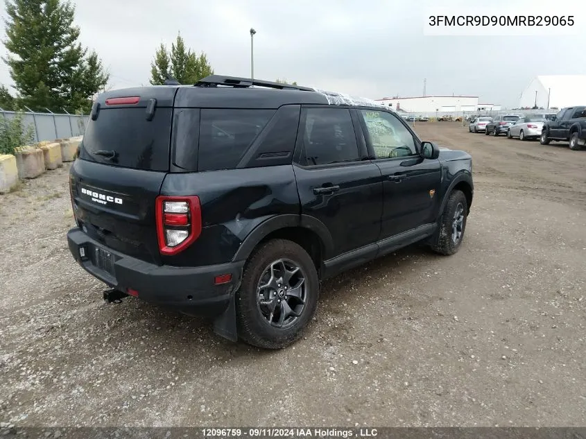 2021 Ford Bronco Sport Badlands VIN: 3FMCR9D90MRB29065 Lot: 12096759