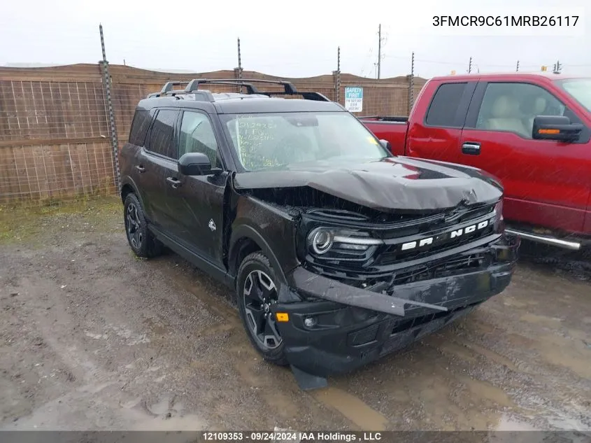 2021 Ford Bronco Sport Outer Banks VIN: 3FMCR9C61MRB26117 Lot: 12109353