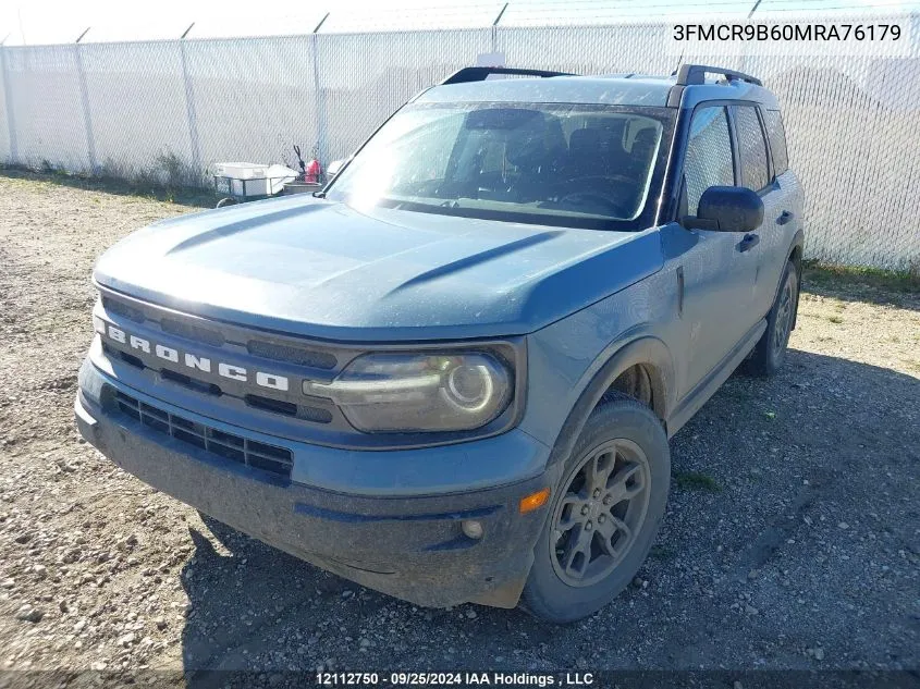 2021 Ford Bronco Sport Big Bend VIN: 3FMCR9B60MRA76179 Lot: 12112750