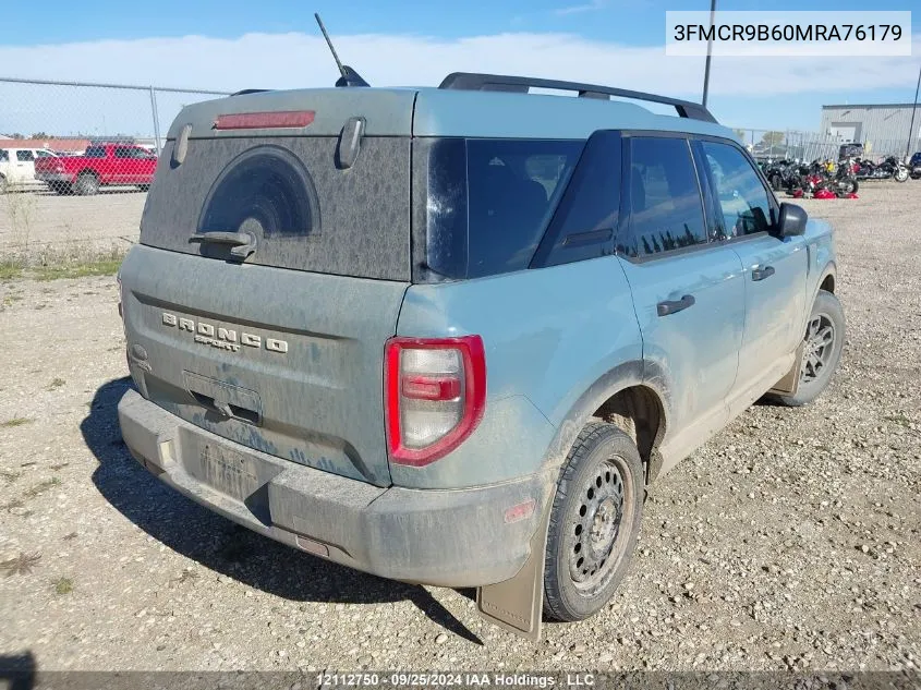 2021 Ford Bronco Sport Big Bend VIN: 3FMCR9B60MRA76179 Lot: 12112750