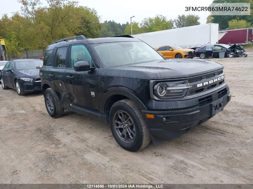 2021 Ford Bronco Sport Big Bend VIN: 3FMCR9B63MRA74622 Lot: 12114856