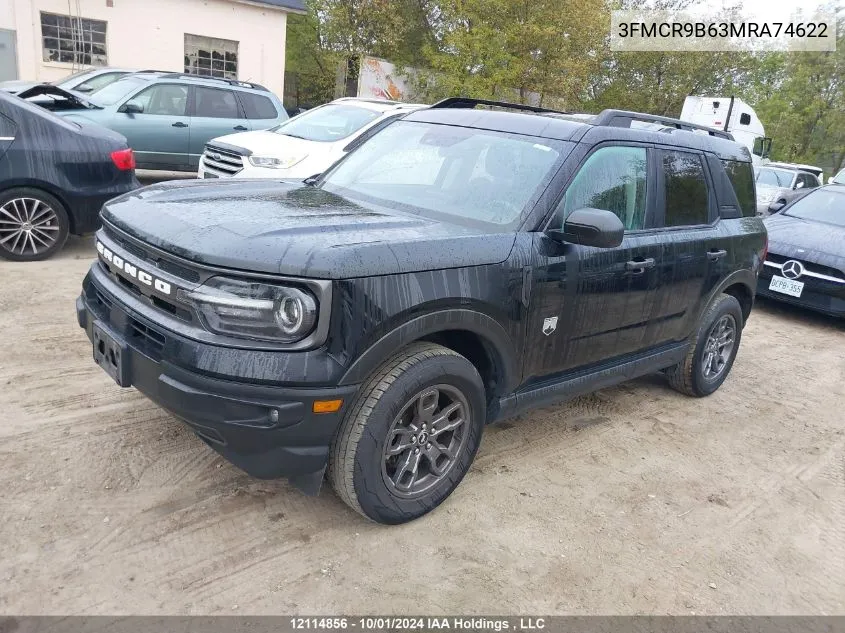 2021 Ford Bronco Sport Big Bend VIN: 3FMCR9B63MRA74622 Lot: 12114856