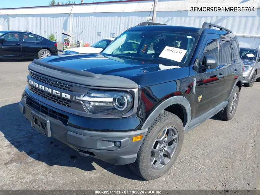 2021 Ford Bronco Sport Badlands VIN: 3FMCR9D91MRB35764 Lot: 39911131