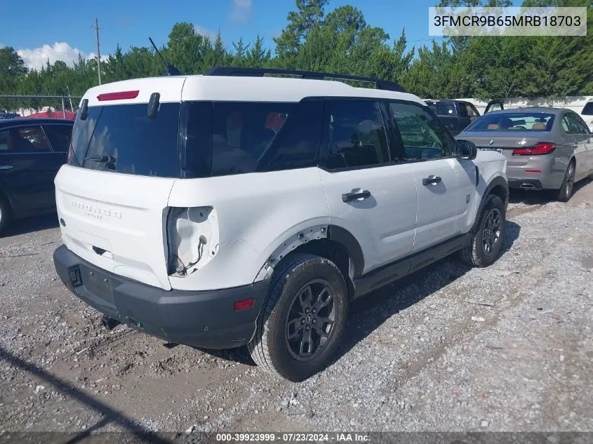 2021 Ford Bronco Sport Big Bend VIN: 3FMCR9B65MRB18703 Lot: 39923999