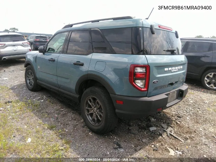 2021 Ford Bronco Sport Big Bend VIN: 3FMCR9B61MRA09400 Lot: 39965034