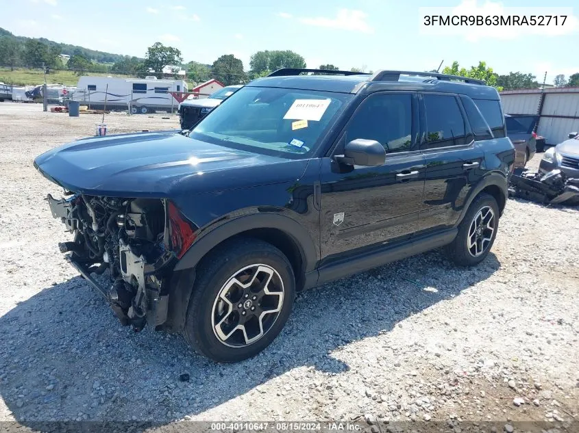 2021 Ford Bronco Sport Big Bend VIN: 3FMCR9B63MRA52717 Lot: 40110647