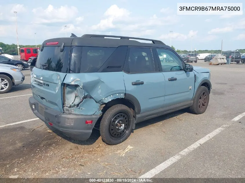 2021 Ford Bronco Sport Big Bend VIN: 3FMCR9B67MRA75000 Lot: 40123830