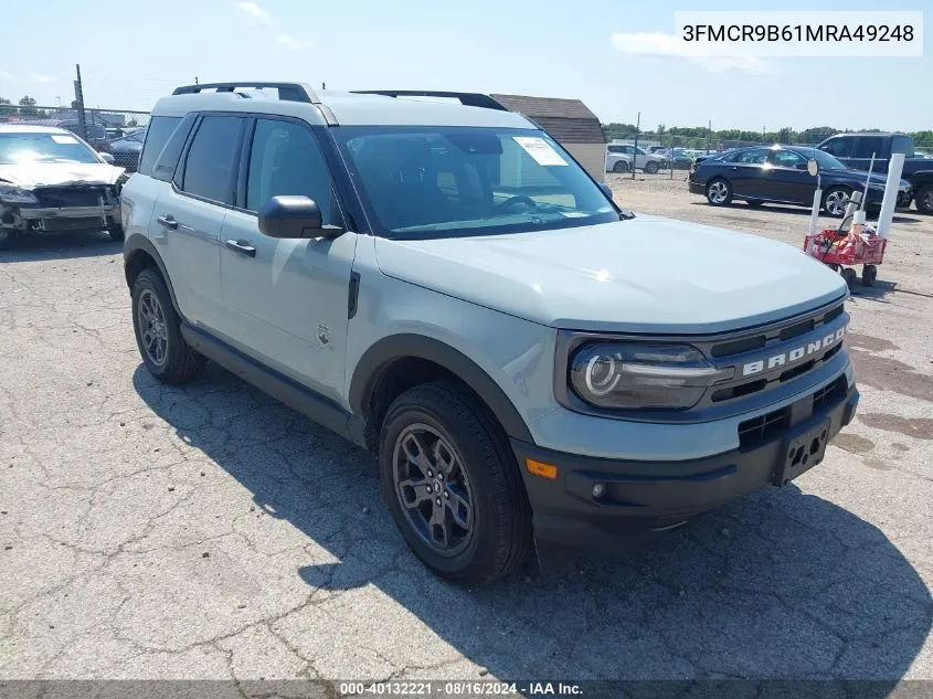 2021 Ford Bronco Sport Big Bend VIN: 3FMCR9B61MRA49248 Lot: 40132221