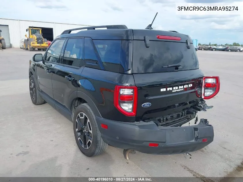 2021 Ford Bronco Sport Outer Banks VIN: 3FMCR9C63MRA95274 Lot: 40196010