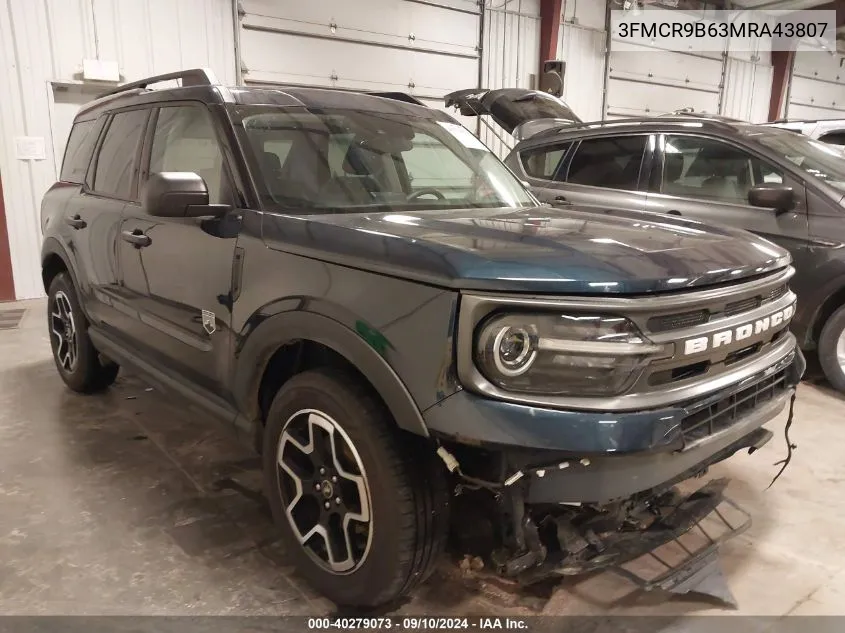 2021 Ford Bronco Sport Big Bend VIN: 3FMCR9B63MRA43807 Lot: 40279073