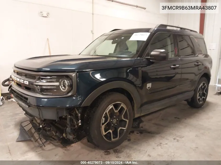 2021 Ford Bronco Sport Big Bend VIN: 3FMCR9B63MRA43807 Lot: 40279073