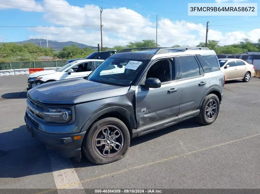 2021 Ford Bronco Sport Big Bend VIN: 3FMCR9B64MRA58672 Lot: 40384309