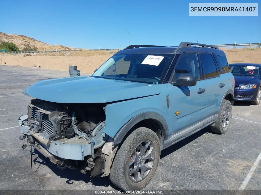 2021 Ford Bronco Sport Badlands VIN: 3FMCR9D90MRA41407 Lot: 40407605