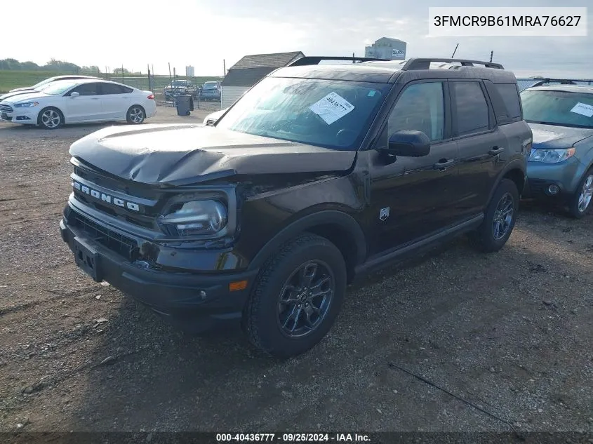 2021 Ford Bronco Sport Big Bend VIN: 3FMCR9B61MRA76627 Lot: 40436777