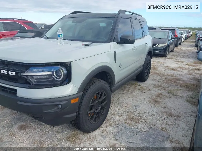 2021 Ford Bronco Sport Outer Banks VIN: 3FMCR9C61MRA02915 Lot: 40501528