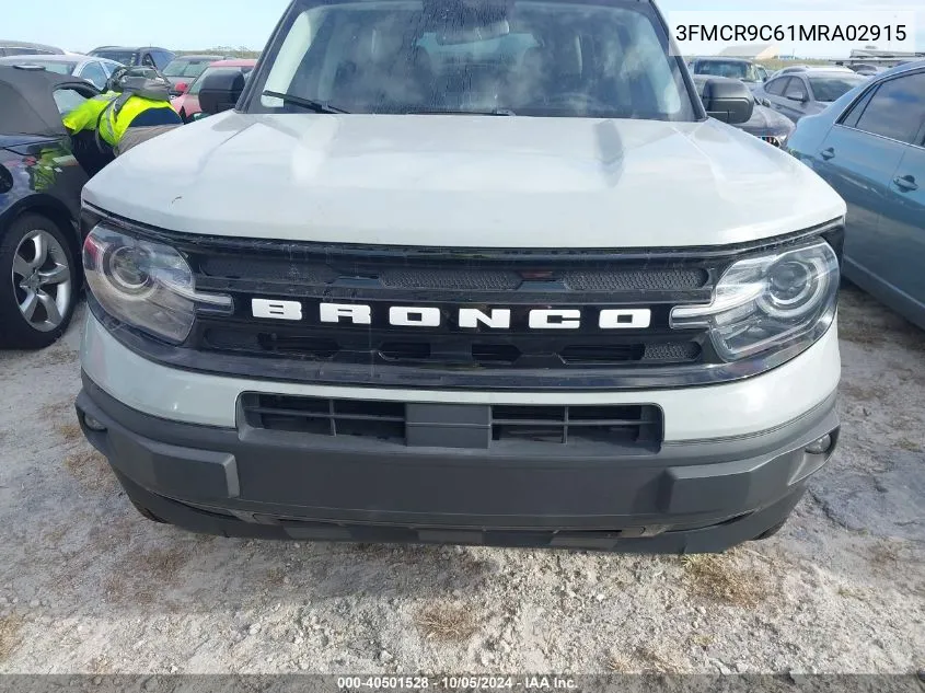 2021 Ford Bronco Sport Outer Banks VIN: 3FMCR9C61MRA02915 Lot: 40501528