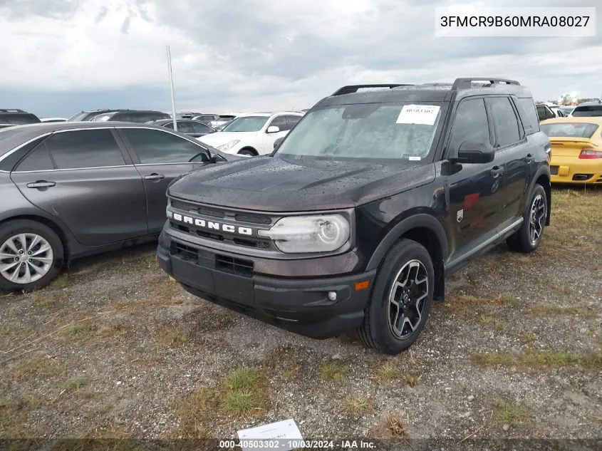 2021 Ford Bronco Sport Big Bend VIN: 3FMCR9B60MRA08027 Lot: 40503302