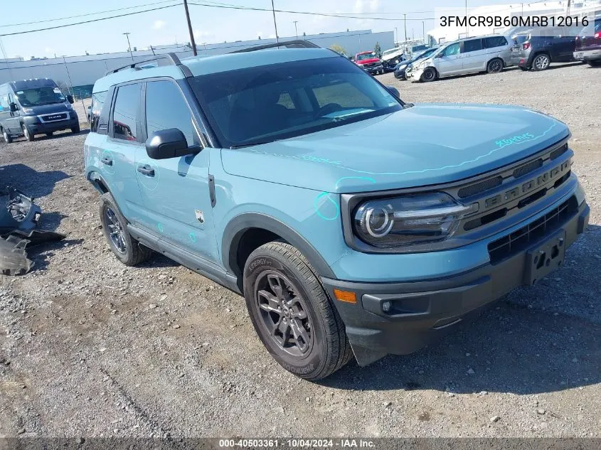 2021 Ford Bronco Sport Big Bend VIN: 3FMCR9B60MRB12016 Lot: 40503361