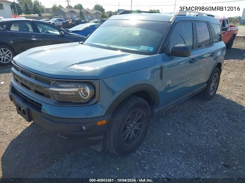 2021 Ford Bronco Sport Big Bend VIN: 3FMCR9B60MRB12016 Lot: 40503361