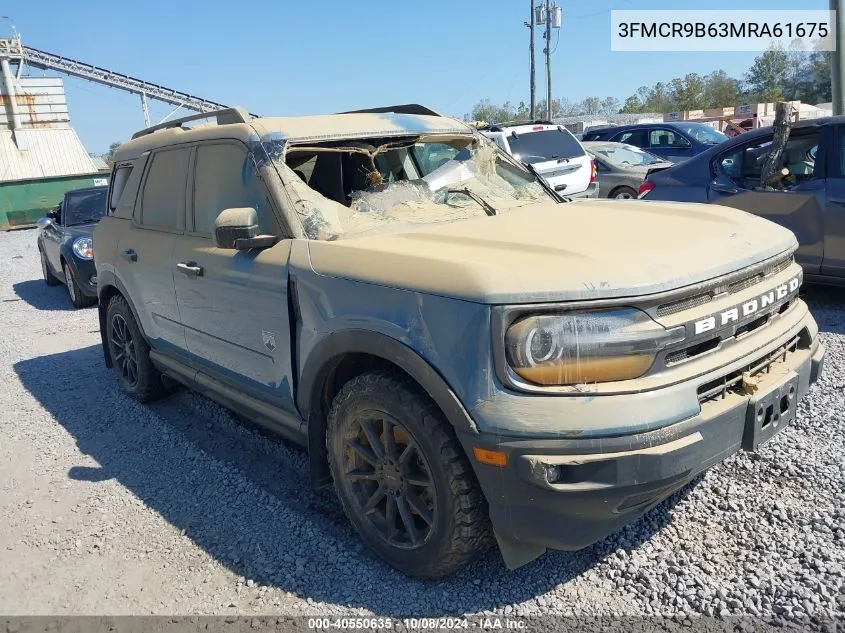 2021 Ford Bronco Sport Big Bend VIN: 3FMCR9B63MRA61675 Lot: 40550635