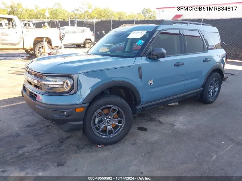 2021 Ford Bronco Sport Big Bend VIN: 3FMCR9B61MRB34817 Lot: 40559582