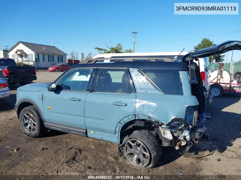 2021 Ford Bronco Sport Badlands VIN: 3FMCR9D93MRA01113 Lot: 40596223