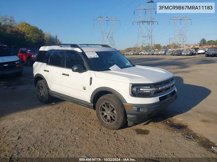 2021 Ford Bronco Sport Big Bend VIN: 3FMCR9B67MRA11183 Lot: 40616719