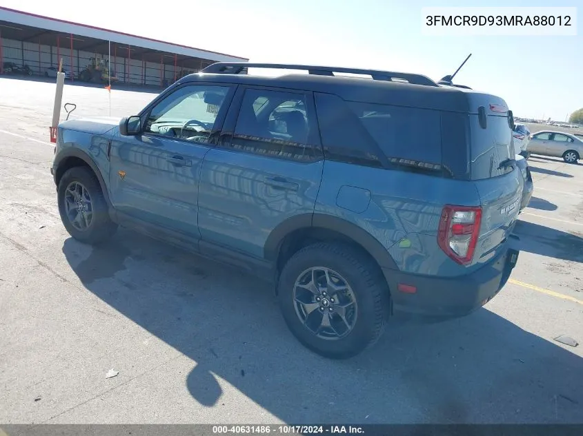 2021 Ford Bronco Sport Badlands VIN: 3FMCR9D93MRA88012 Lot: 40631486