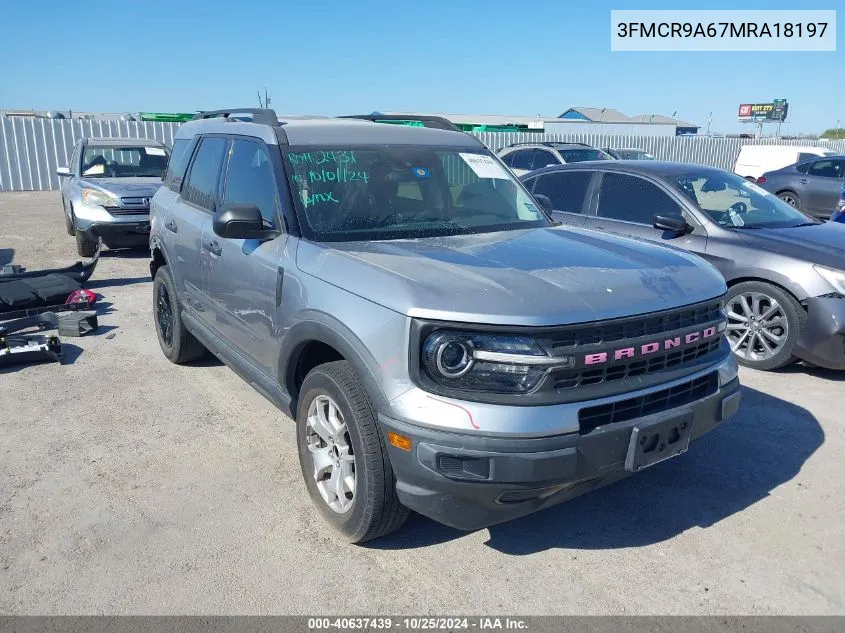 2021 Ford Bronco Sport VIN: 3FMCR9A67MRA18197 Lot: 40637439