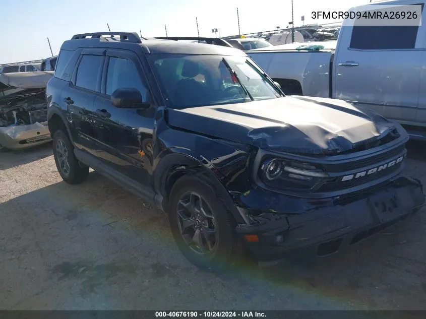 2021 Ford Bronco Sport Badlands VIN: 3FMCR9D94MRA26926 Lot: 40676190