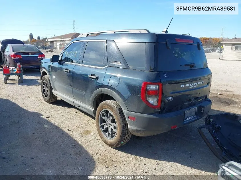 2021 Ford Bronco Sport Big Bend VIN: 3FMCR9B62MRA89581 Lot: 40693778