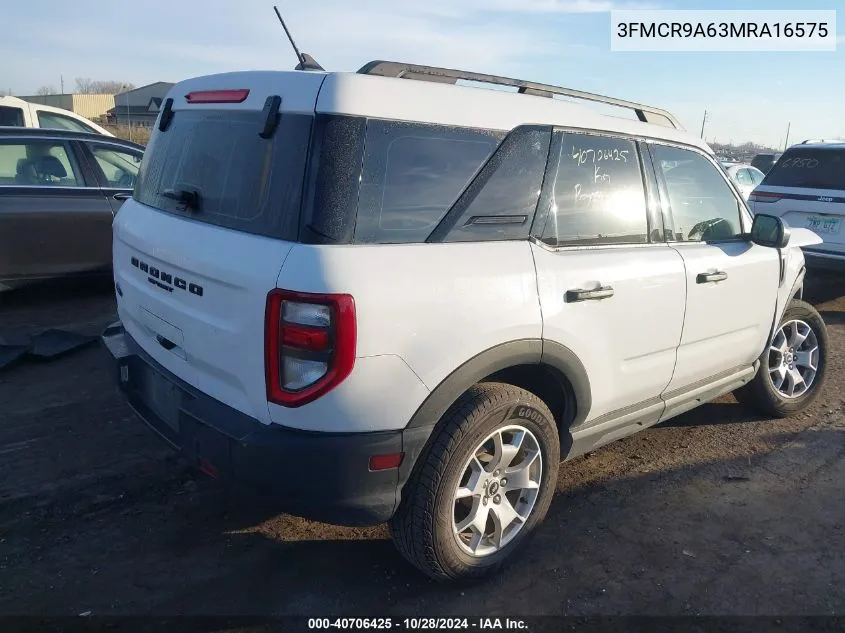 2021 Ford Bronco Sport VIN: 3FMCR9A63MRA16575 Lot: 40706425