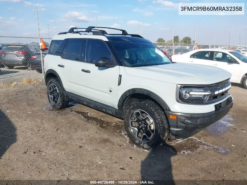 2021 Ford Bronco Sport Big Bend VIN: 3FMCR9B60MRA32358 Lot: 40726498