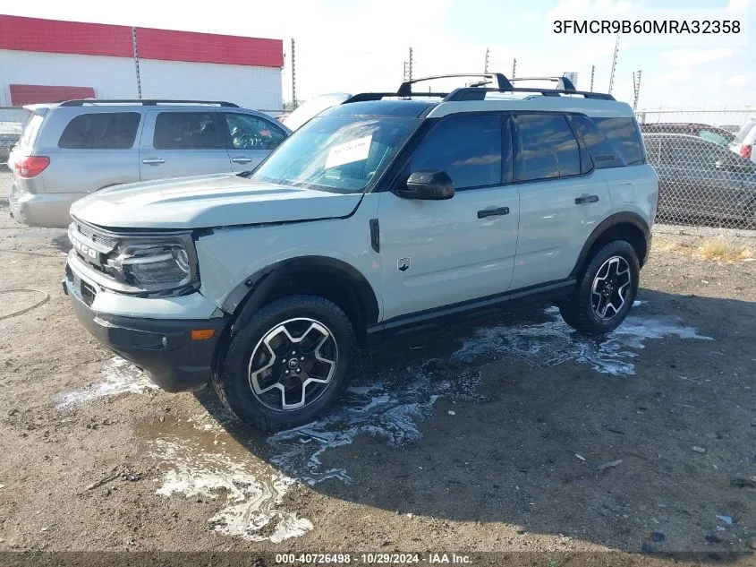 2021 Ford Bronco Sport Big Bend VIN: 3FMCR9B60MRA32358 Lot: 40726498