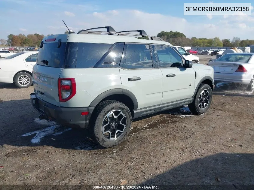 2021 Ford Bronco Sport Big Bend VIN: 3FMCR9B60MRA32358 Lot: 40726498