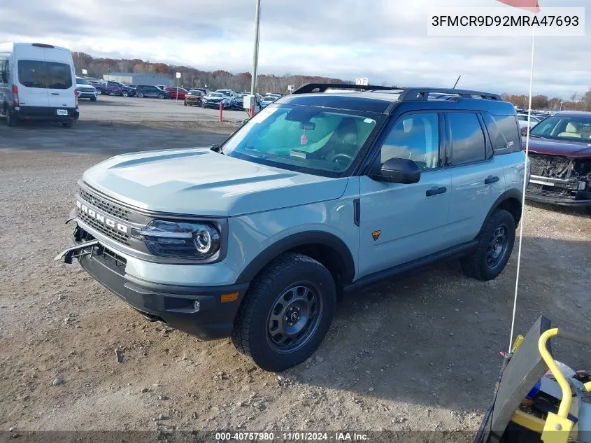 2021 Ford Bronco Sport Badlands VIN: 3FMCR9D92MRA47693 Lot: 40757980