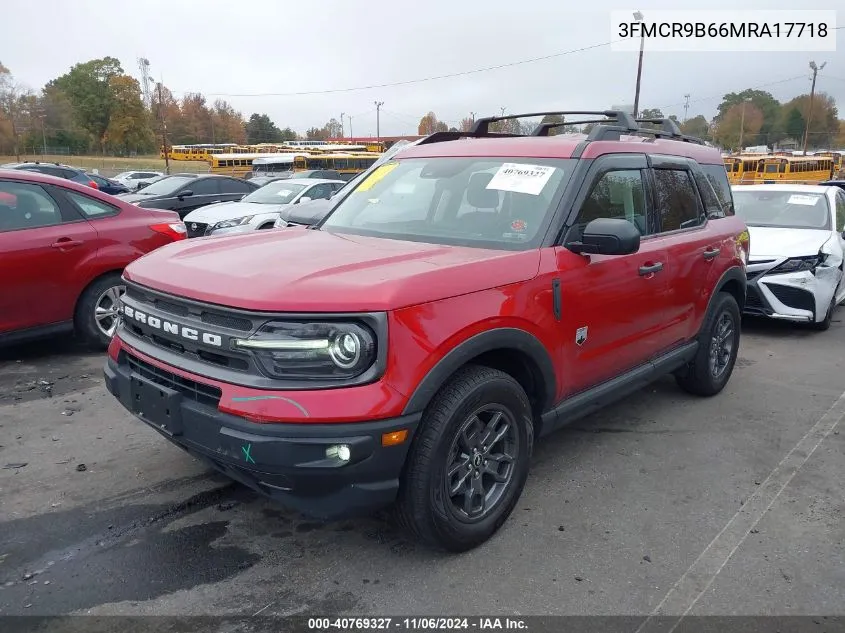 2021 Ford Bronco Sport Big Bend VIN: 3FMCR9B66MRA17718 Lot: 40769327