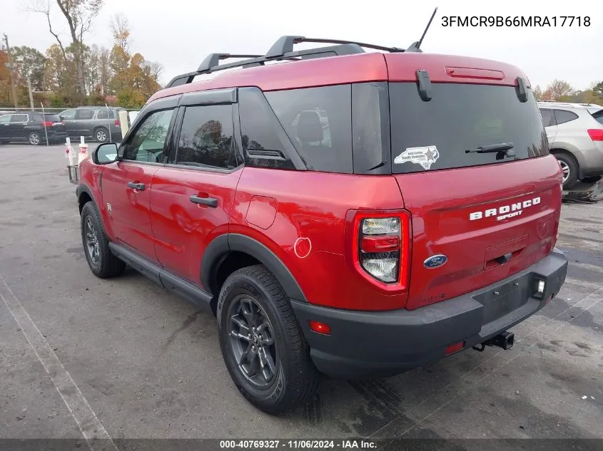 2021 Ford Bronco Sport Big Bend VIN: 3FMCR9B66MRA17718 Lot: 40769327