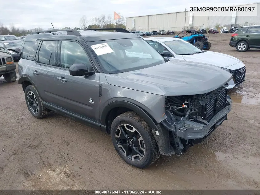 2021 Ford Bronco Sport Outer Banks VIN: 3FMCR9C60MRA80697 Lot: 40776947