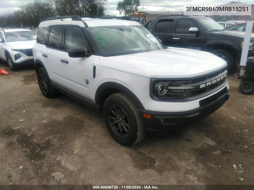 2021 Ford Bronco Sport Big Bend VIN: 3FMCR9B63MRB15251 Lot: 40806725