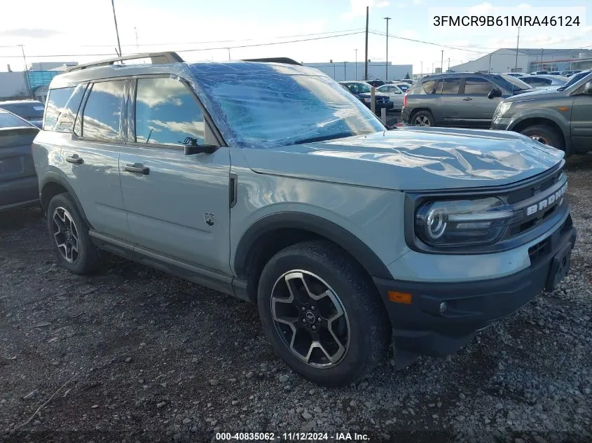 2021 Ford Bronco Sport Big Bend VIN: 3FMCR9B61MRA46124 Lot: 40835062