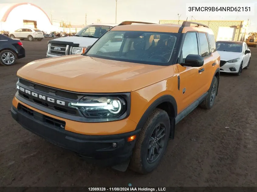 2022 Ford Bronco Sport Big Bend VIN: 3FMCR9B64NRD62151 Lot: 12089328