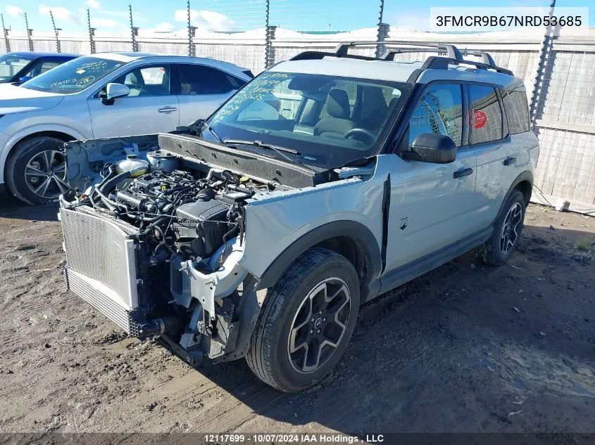 2022 Ford Bronco Sport Big Bend VIN: 3FMCR9B67NRD53685 Lot: 12117699