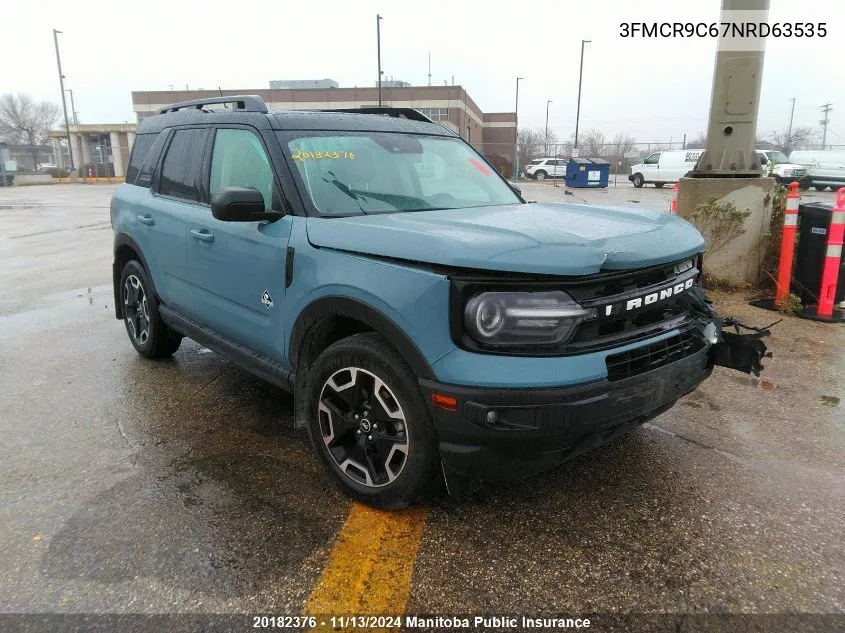 2022 Ford Bronco Sport VIN: 3FMCR9C67NRD63535 Lot: 20182376