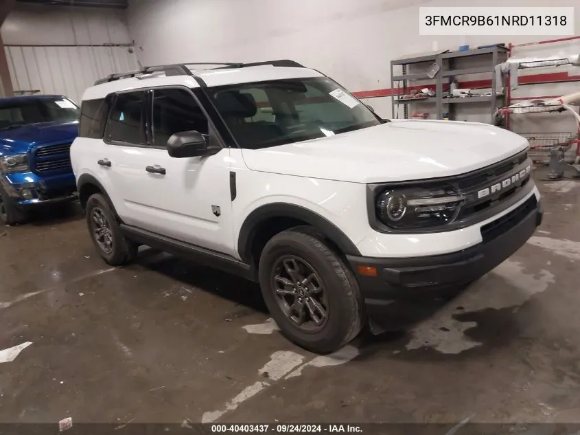 2022 Ford Bronco Sport Big Bend VIN: 3FMCR9B61NRD11318 Lot: 40403437