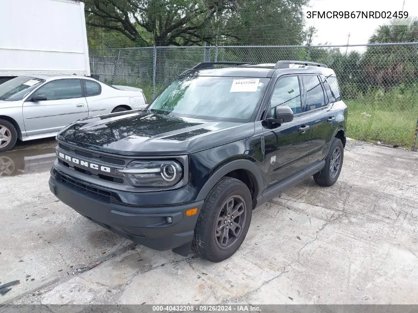 2022 Ford Bronco Sport Big Bend VIN: 3FMCR9B67NRD02459 Lot: 40432208